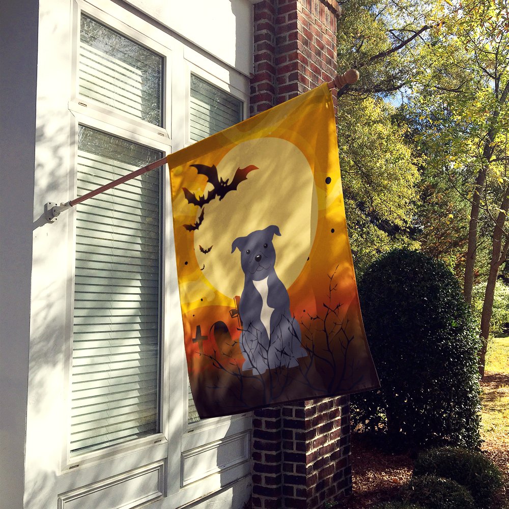 Caroline's Treasures BB4312CHF Halloween Staffordshire Bull Terrier Blue Flag Canvas House Size, Large, Multicolor