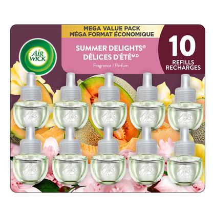 Air Wick Plug In Scented Oil Air Freshener Refills for Home – Infused with Essential Oils – 10 Count – Summer Delight Scent – Mega Value Pack 🍁 All In One Marketplace Canada