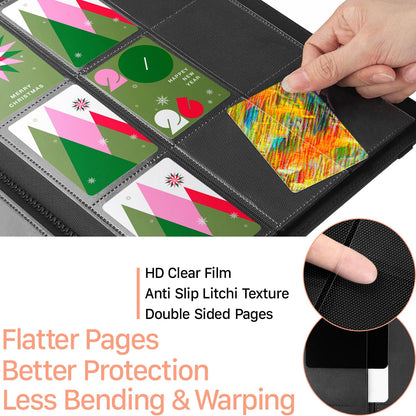 【2026】Trading Card Binder 9 Pocket, Hockey Card Binder with Sleeves Anti-open Strap Waterproof 20-Page 360 Game Cards Binder Holder Gift for Baseball/Soccer/Basketball/Football Cards Collector