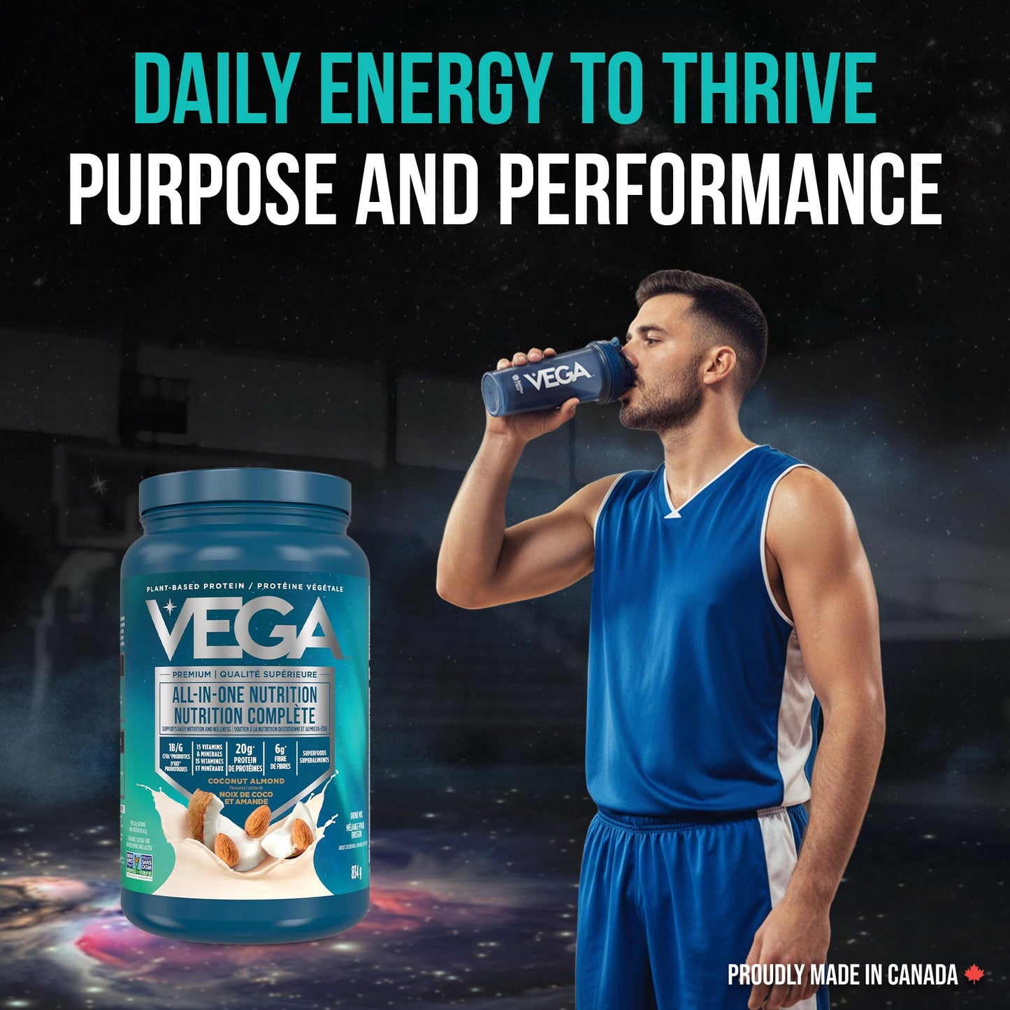Vega Premium All-in-One Nutrition Protein Powder – 20g Plant-Based Vegan Protein, Vitamins & Probiotics, Coconut Almond, 834g (20 Servings) 🍁 All In One Marketplace Canada