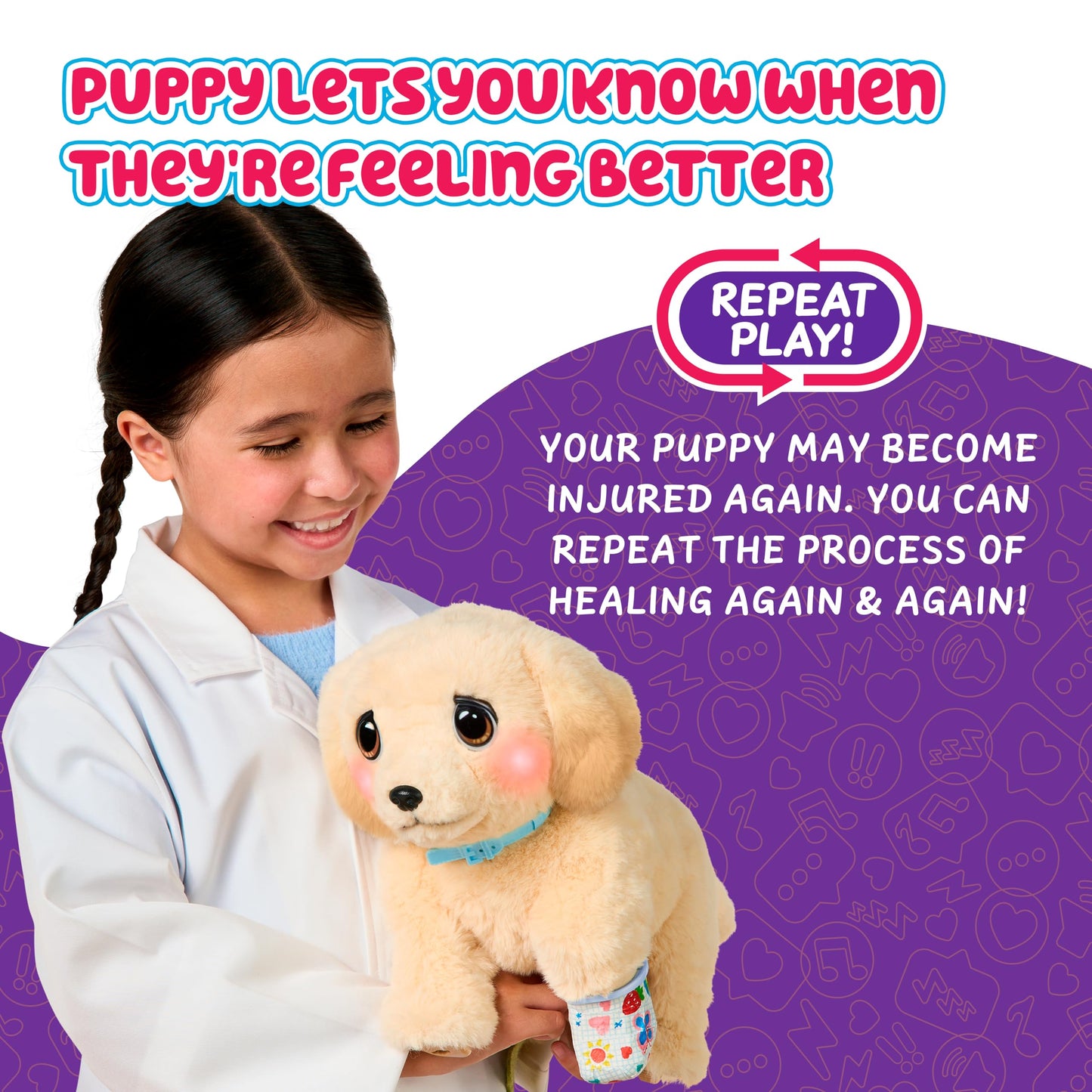 Little Live Pets Ouchies - Cooper The Retriever Puppy|Transform from Injured to Healed Like a Vet. Make a Real Cast. Walking Puppy with Carrier (35cm/13.8in Tall). Repeat Play. 50+ Sounds & Reactions Little Live Pets