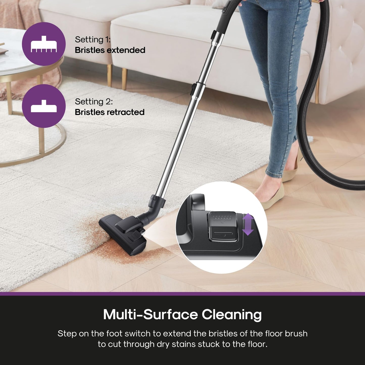 Eureka Bagless Canister Vacuum for Carpets and Hard Floors, Powerful Lightweight Vacuum Cleaner with Large Dust Cup Extension Tube 2-in-1 Crevice Tool Floor Nozzle, White, NEN121WH w/ 1100W High Power 🍁 All In One Marketplace Canada