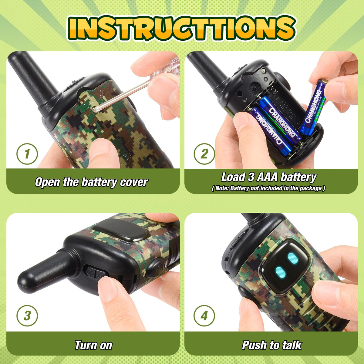 Walkie Talkies for Kids, Exssary Toys for Boys Girls 3-6 Walkie Talkie 3 4 5 6 Year Old Boy Gifts Christmas Birthday Gifts Camping Military Army Outdoor Toys for Kids 3-5 Camouflage Green 🍁 All In One Marketplace Canada