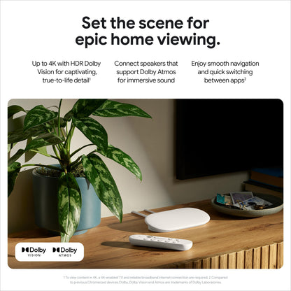 Google TV Streamer (4K) - Fast Streaming Entertainment With Voice Search Remote - Watch Movies, Shows, Live TV, and Netflix in 4K HDR - Smart Home Control - 32 GB Storage - Porcelain