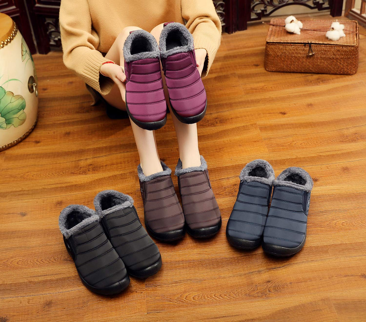 Ymombest Slip-On Winter Boots for Women Men, Water-Resistant Ankle Booties 🍁 All In One Marketplace Canada