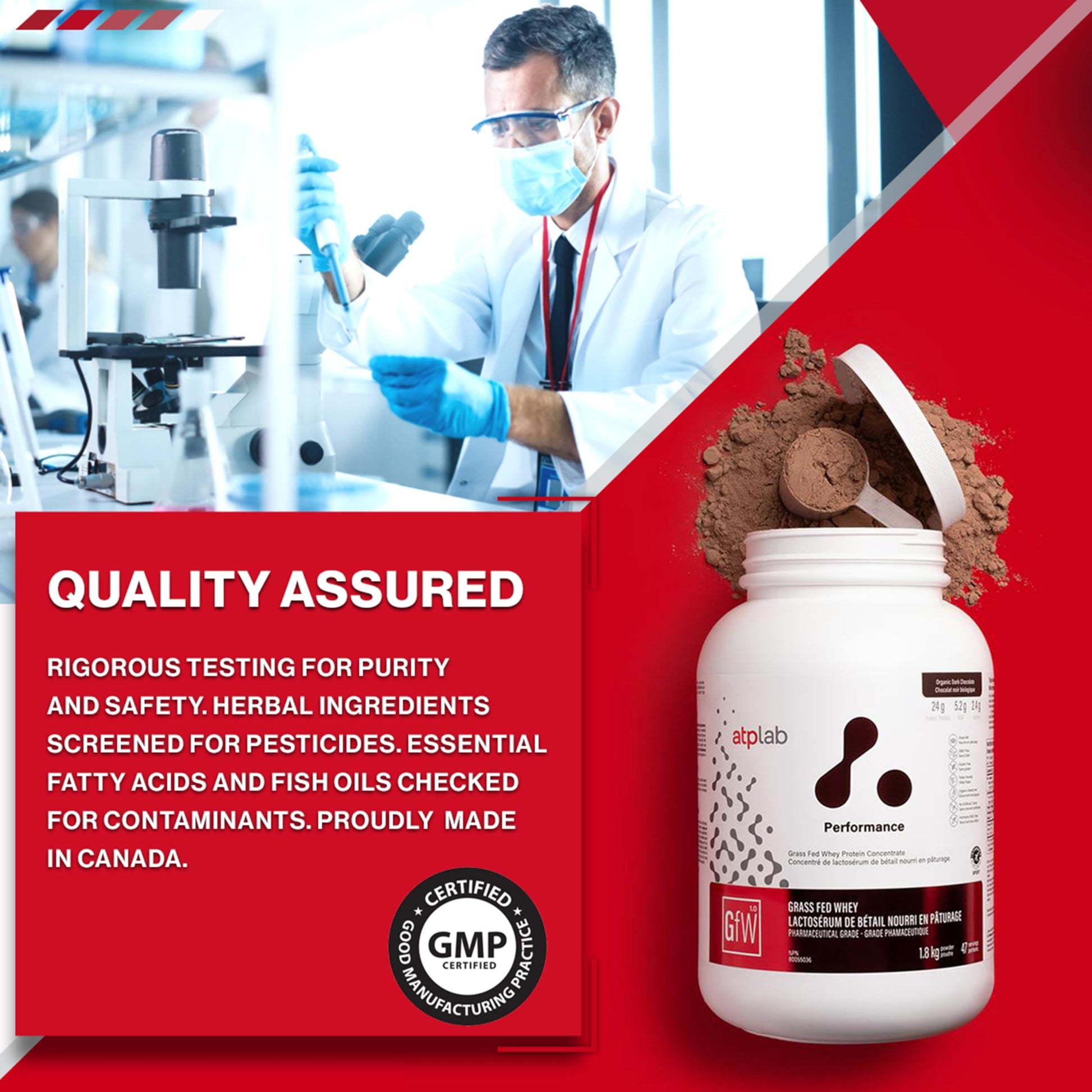 ATP LAB Grass-Fed Whey Protein Powder 900g - Chocolate