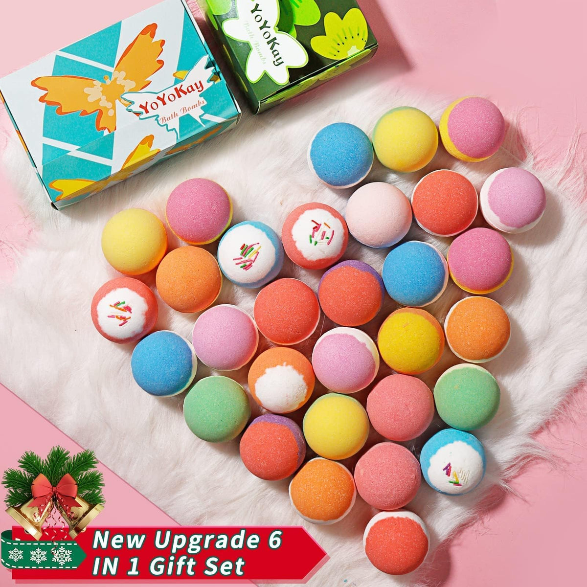 YoYokay Bath Bombs Christmas Gift Set - 36 Organic Bath Bombs with Natural Essential Oils, Bath Salts to Moisturize Skin and Stress Relief, Stocking Stuffers for Women Kids Girls 🍁 All In One Marketplace Canada