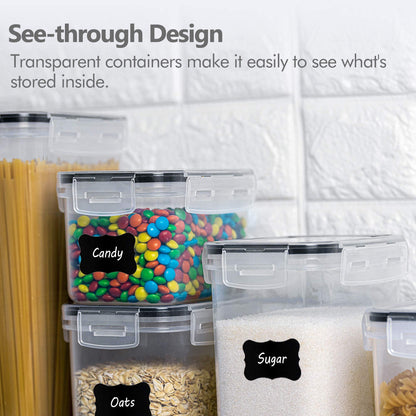Vtopmart 32pcs Food Storage Container Set, Kitchen & Pantry Organizers and Storage, Plastic Airtight Container with Lids for Cereal, Flour and Sugar, Includes 32 Labels - Available at All In One Marketplace Canada