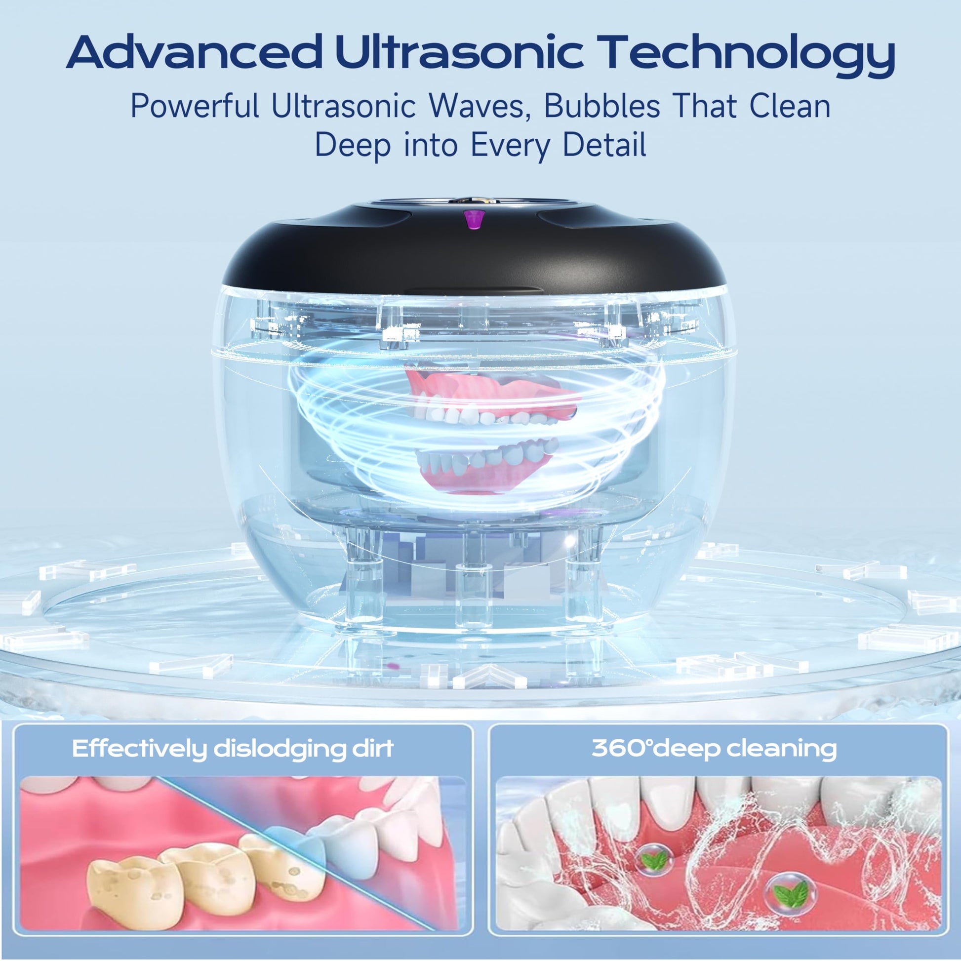 Ultrasonic Retainer Cleaner(2026 Upgraded), 45kHz Cleaning Machine for Dentures, Mouth Guards, Braces, Toothbrush & Jewelry, 200ML Denture Cleaner with 4 Modes for Denture Appliances - Available at All In One Marketplace Canada