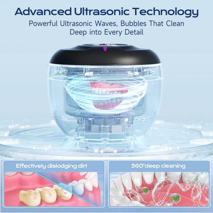 Ultrasonic Retainer Cleaner(2026 Upgraded), 45kHz Cleaning Machine for Dentures, Mouth Guards, Braces, Toothbrush & Jewelry, 200ML Denture Cleaner with 4 Modes for Denture Appliances - Available at All In One Marketplace Canada