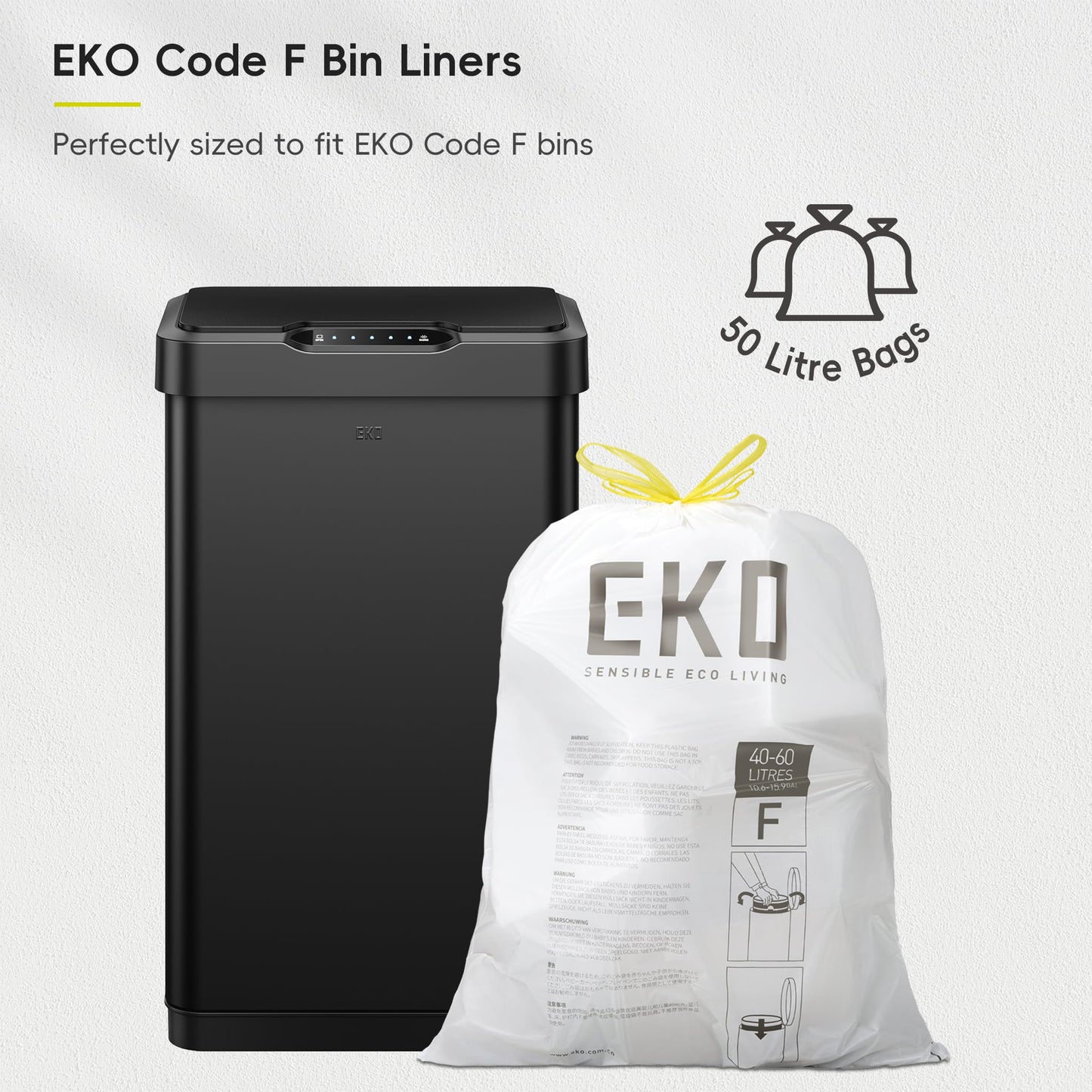 EKO Mirage-T 50 Liter / 13.2 Gallon Touchless Rectangular Motion Sensor Trash Can, Brushed Stainless Steel Finish 🍁 All In One Marketplace Canada
