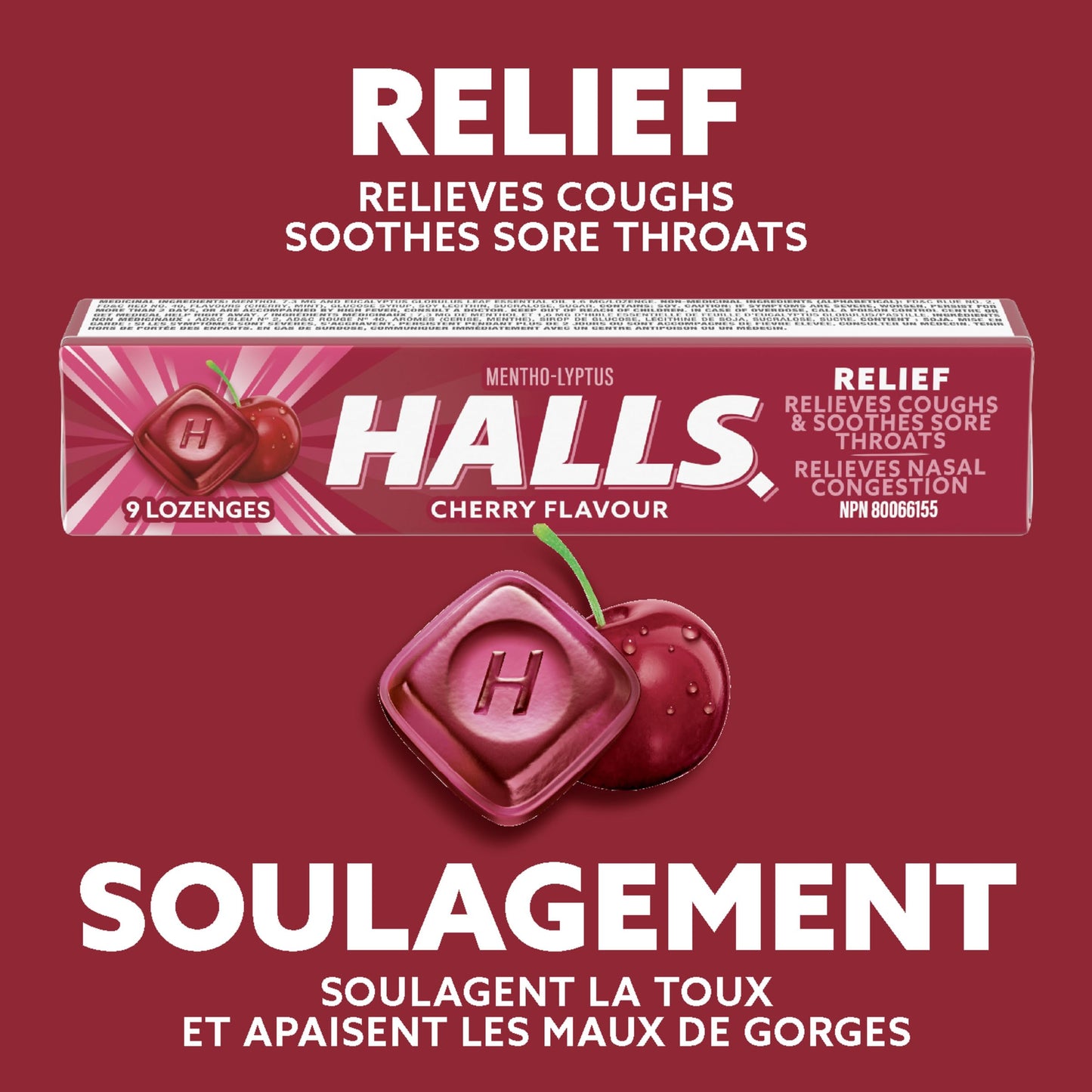 HALLS Cherry Cough Drops – 20 Packs of 9 Lozenges for Sore Throat & Cough Relief