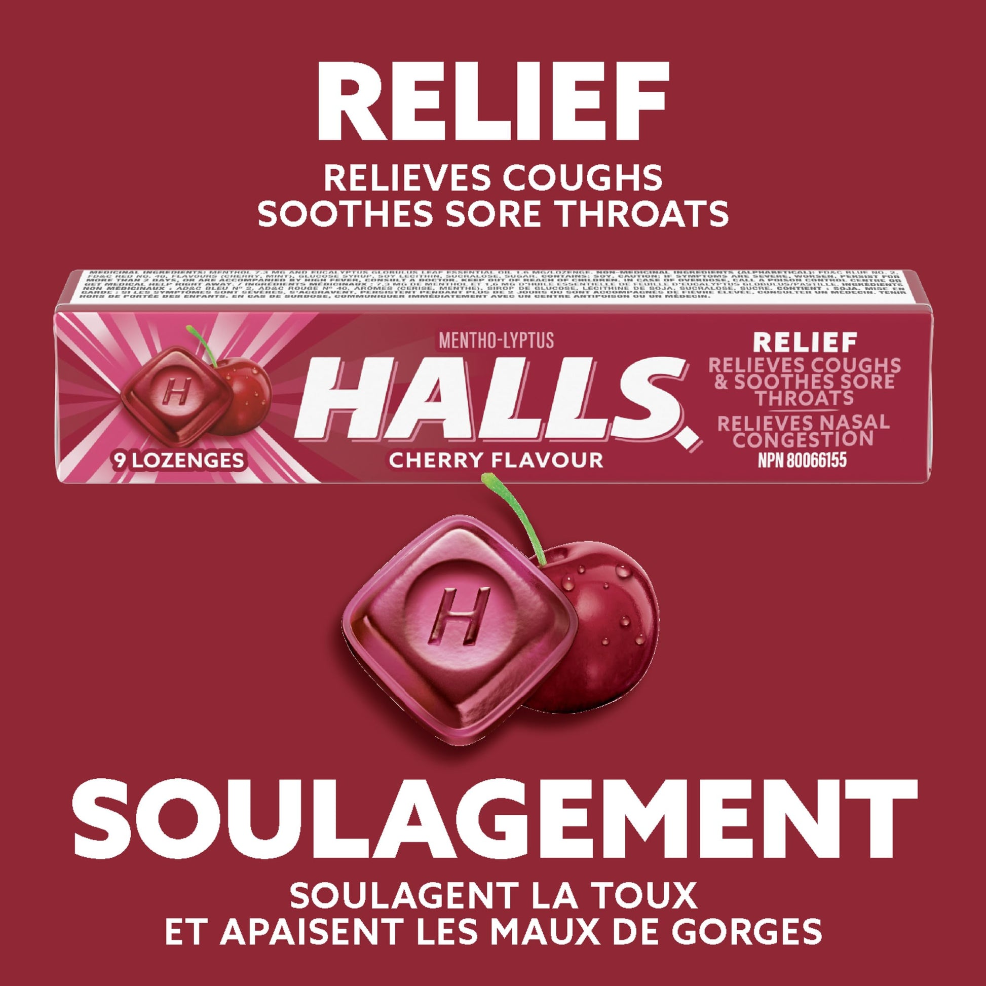 HALLS Cherry Cough Drops – 20 Packs of 9 Lozenges for Sore Throat & Cough Relief