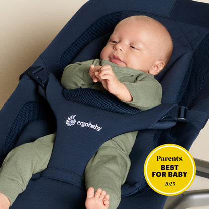 Ergobaby Evolve 3-in-1 Bouncer Seat for Babies and Toddlers 5.5-25lbs - Multi Position Baby Rocker Seat with Adjustable Heights, Secure Harness, Newborn Insert - Midnight Blue 🍁 All In One Marketplace Canada
