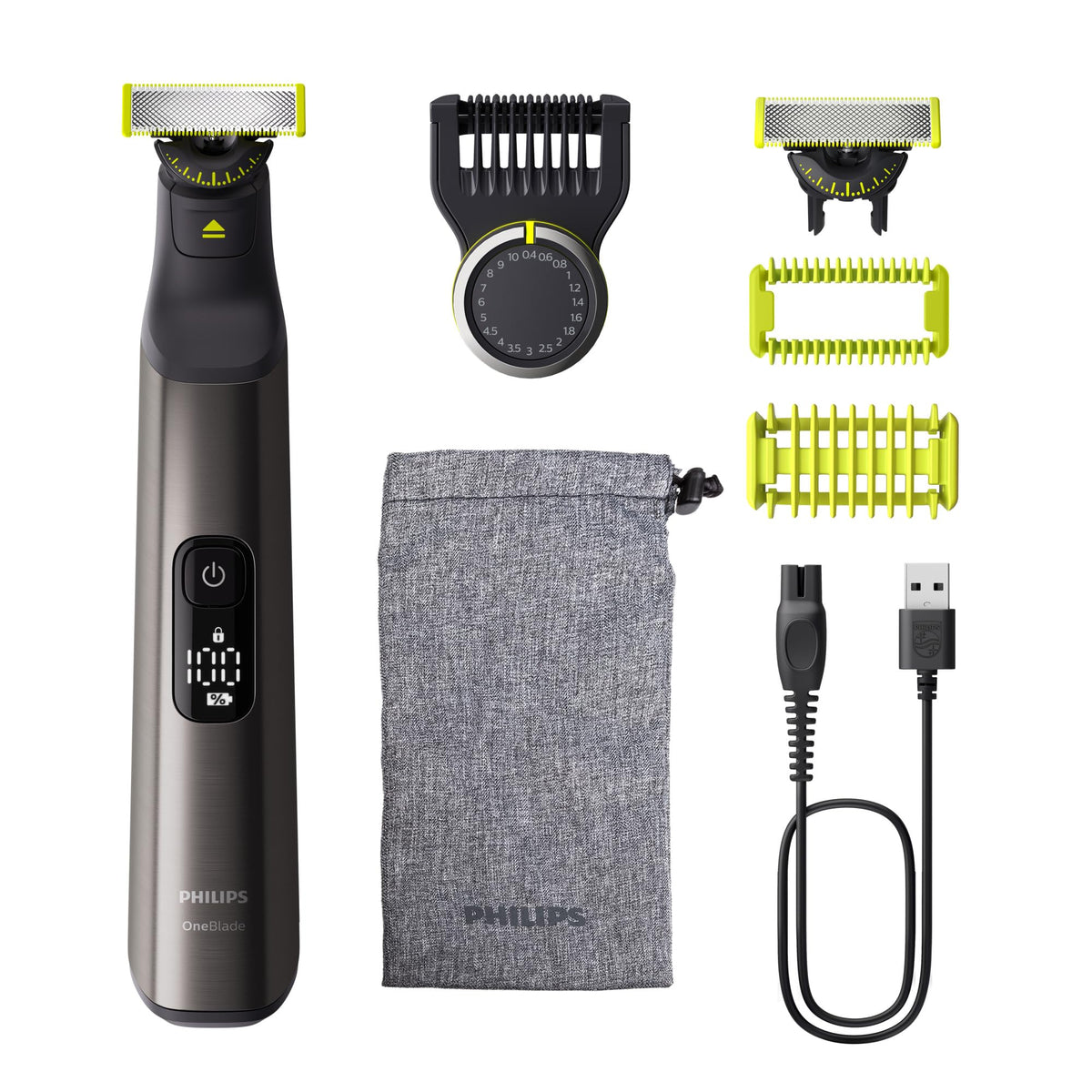 Philips OneBlade 360 Pro, Wet & Dry, Trim, Edge & Shave with the 20 lengths Precision Comb & LED display, QP6552/15