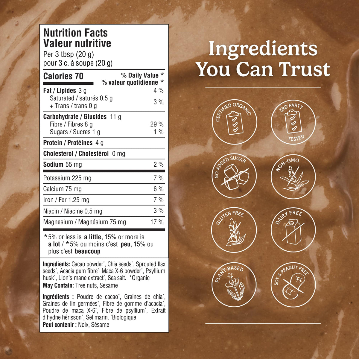 Organic Traditions Fibre Smoothie Chocolate Powder Blend, Superfood, 10.6oz