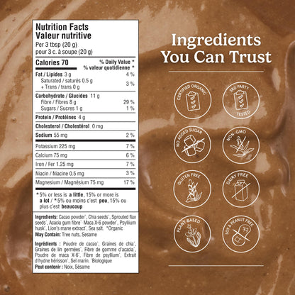 Organic Traditions Fibre Smoothie Chocolate Powder Blend, Superfood, 10.6oz