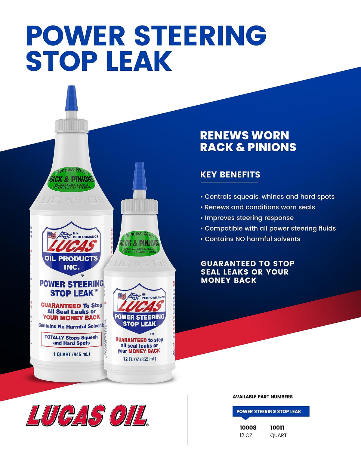 Lucas 10008 Power Steering Stop Leak 12-Ounce