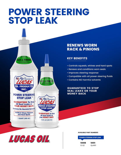 Lucas 10008 Power Steering Stop Leak 12-Ounce