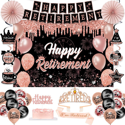Retirement Party Decorations for Women, Pre-Assembled Rose Gold Black Set. 🍁 All In One Marketplace Canada
