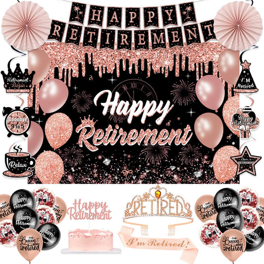 Retirement Party Decorations for Women, Pre-Assembled Rose Gold Black Set. 🍁 All In One Marketplace Canada