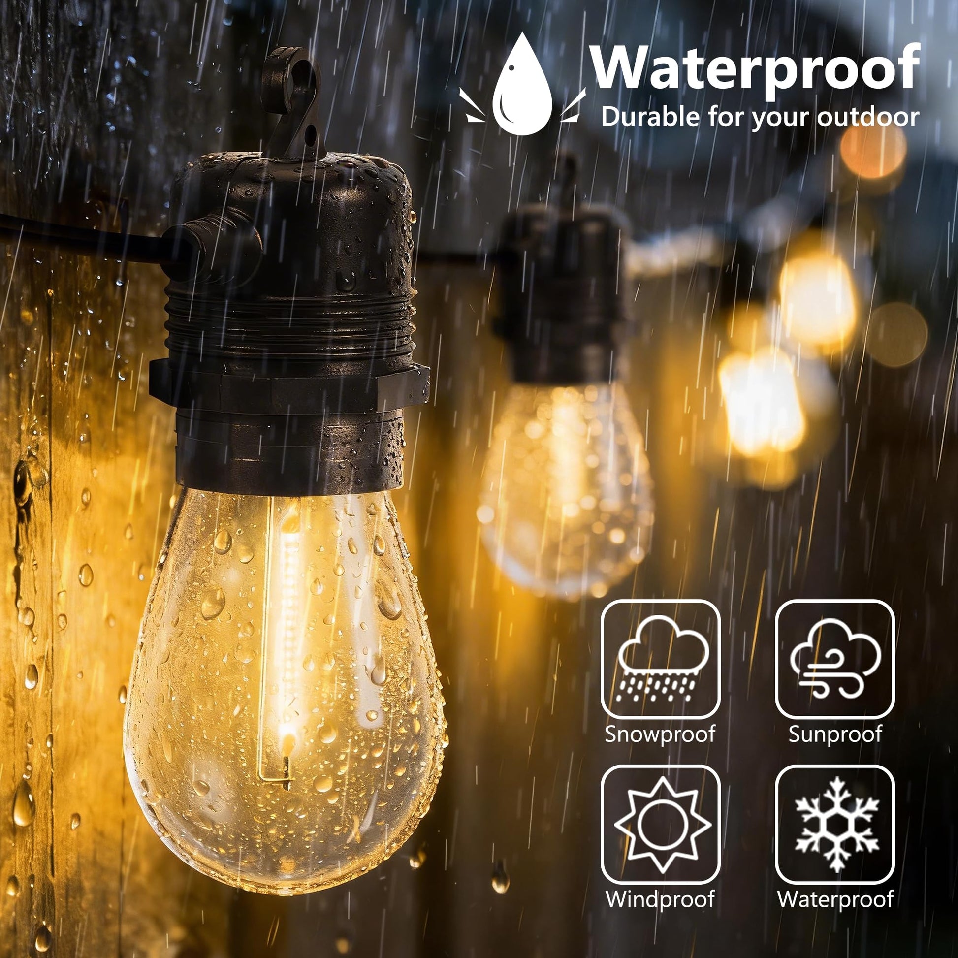 Joomer Solar String Lights Outdoor, 55FT S14, 16+2 Bulbs (2700K,Warm White) - Available at All In One Marketplace Canada