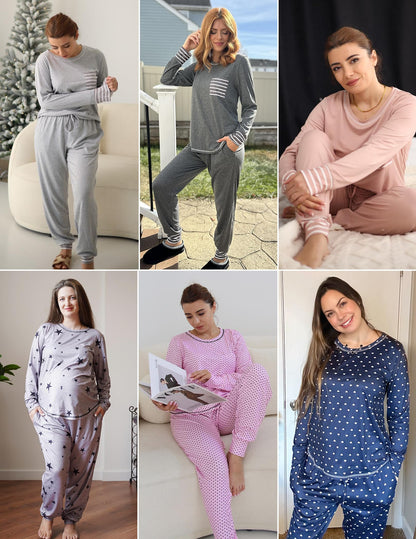 Ekouaer 2 Pack Womens Pajama Sets Long Sleeve Lounge Set Soft Pj Loungewear 🍁 All In One Marketplace Canada