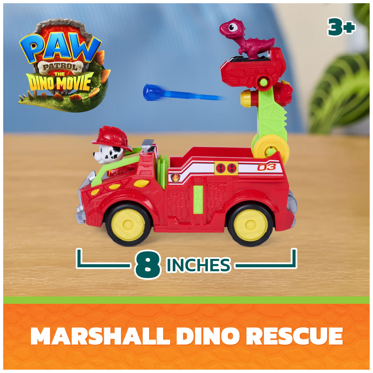 PAW Patrol The Dino Movie Marshall Dino Rescue Firetruck Toy Vehicle