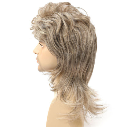 Wigs for Men 80s Costumes Fancy Party Accessory Cosplay Wig Men's wig punk heavy metal shawl curly hair holiday wig (Blonde) 🍁 All In One Marketplace Canada