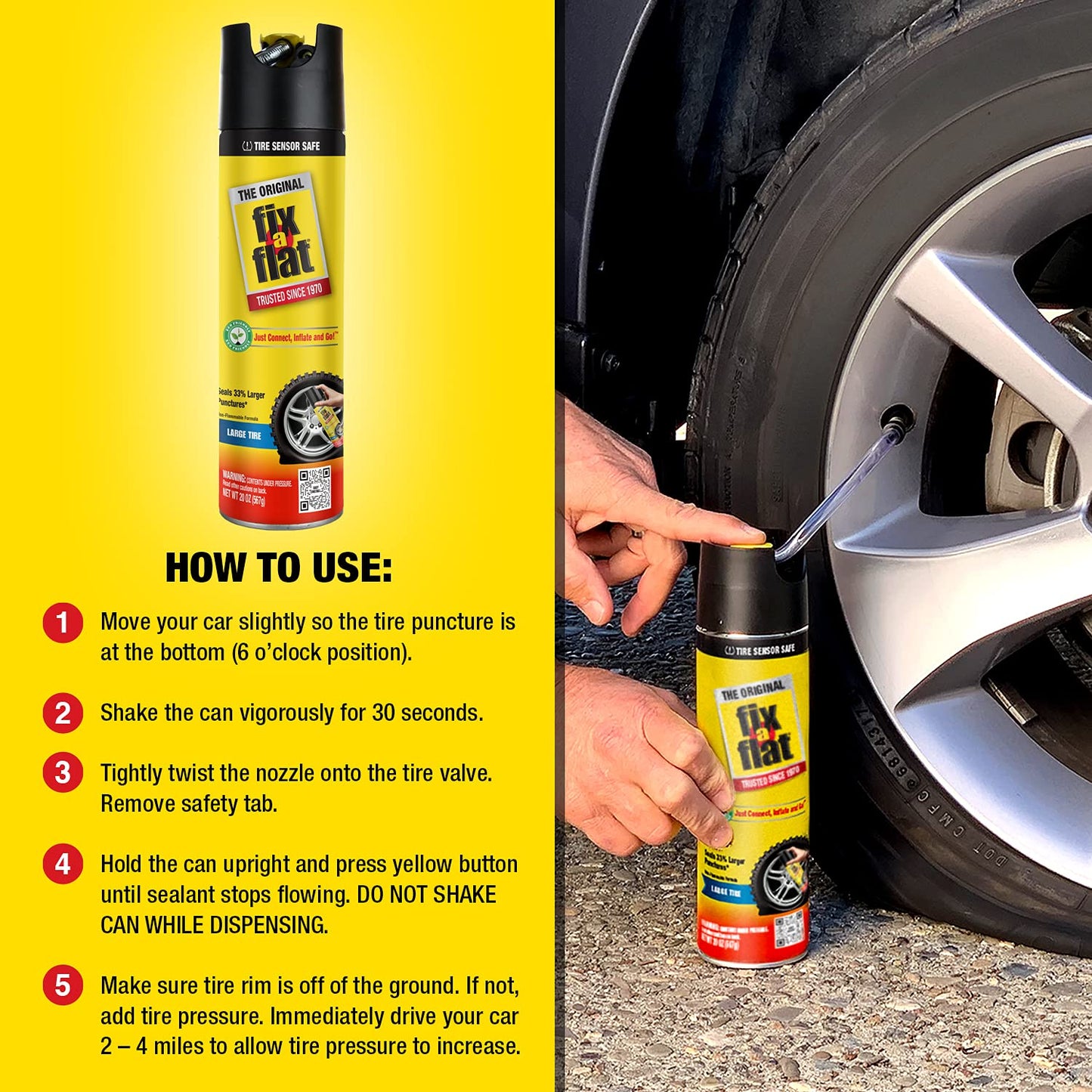 Fix-A-Flat 29226 Large Aerosol Tire Inflator, 567g, 1 Fix-A-Flat