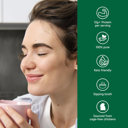 Organika Chicken Bone Broth Powder – 300g | 15g Protein, Low-Sodium, Keto-Friendly, Canadian-Made