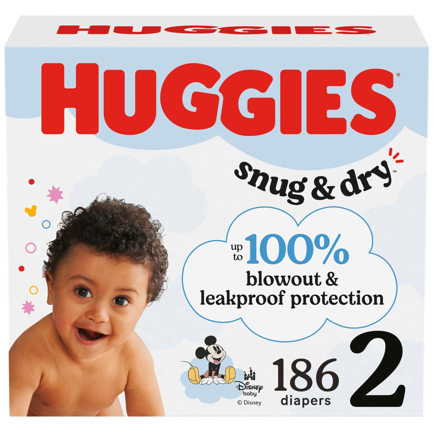Huggies Size 2 Diapers, Snug & Dry Baby Diapers, Size 2 (12-18 lbs), 186 Count, Packaging May Vary