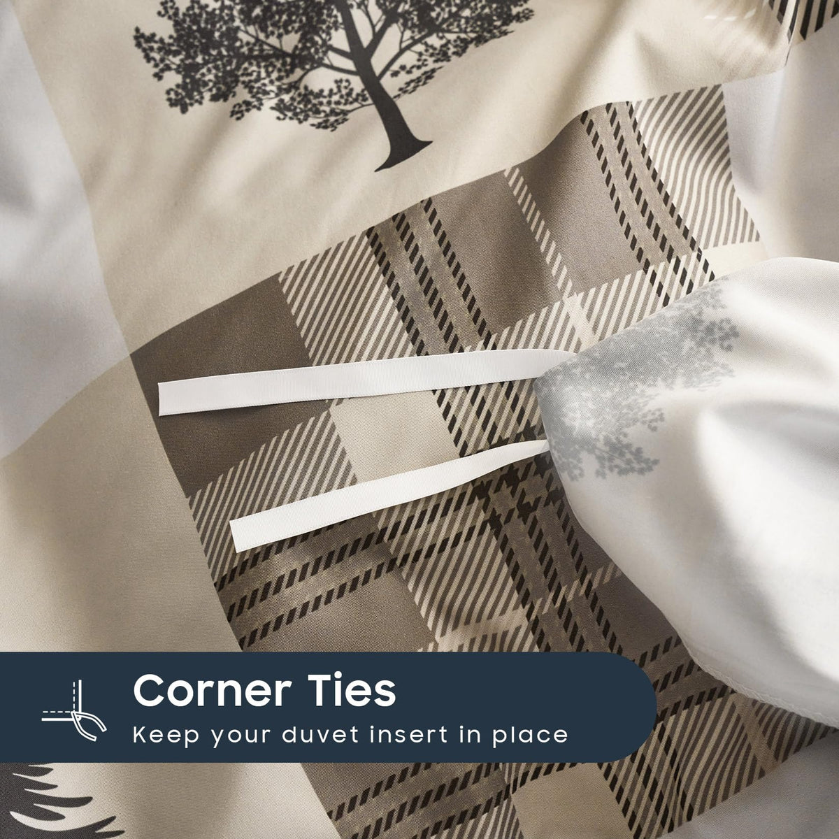 Wake In Cloud - Rustic Duvet Cover Set, Camping Christmas Farmhouse Western Patchwork Plaid Holiday Lodge Cabin RV Outdoor Wildlife Theme Bedding, 3-Piece, Taupe Brown, Queen Size 🍁 All In One Marketplace Canada