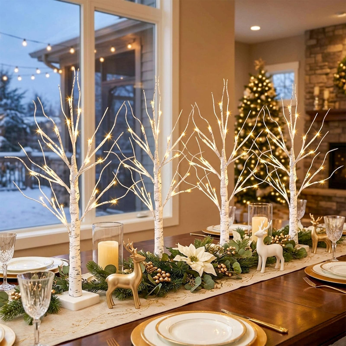 EAMBRITE Christmas Decorations, 4 Pack 2 FT Lighted Birch Tree, Christmas Tree Battery Operated with Timer, Gift Holder Tabletop Centerpiece for Home Decor 🍁 All In One Marketplace Canada