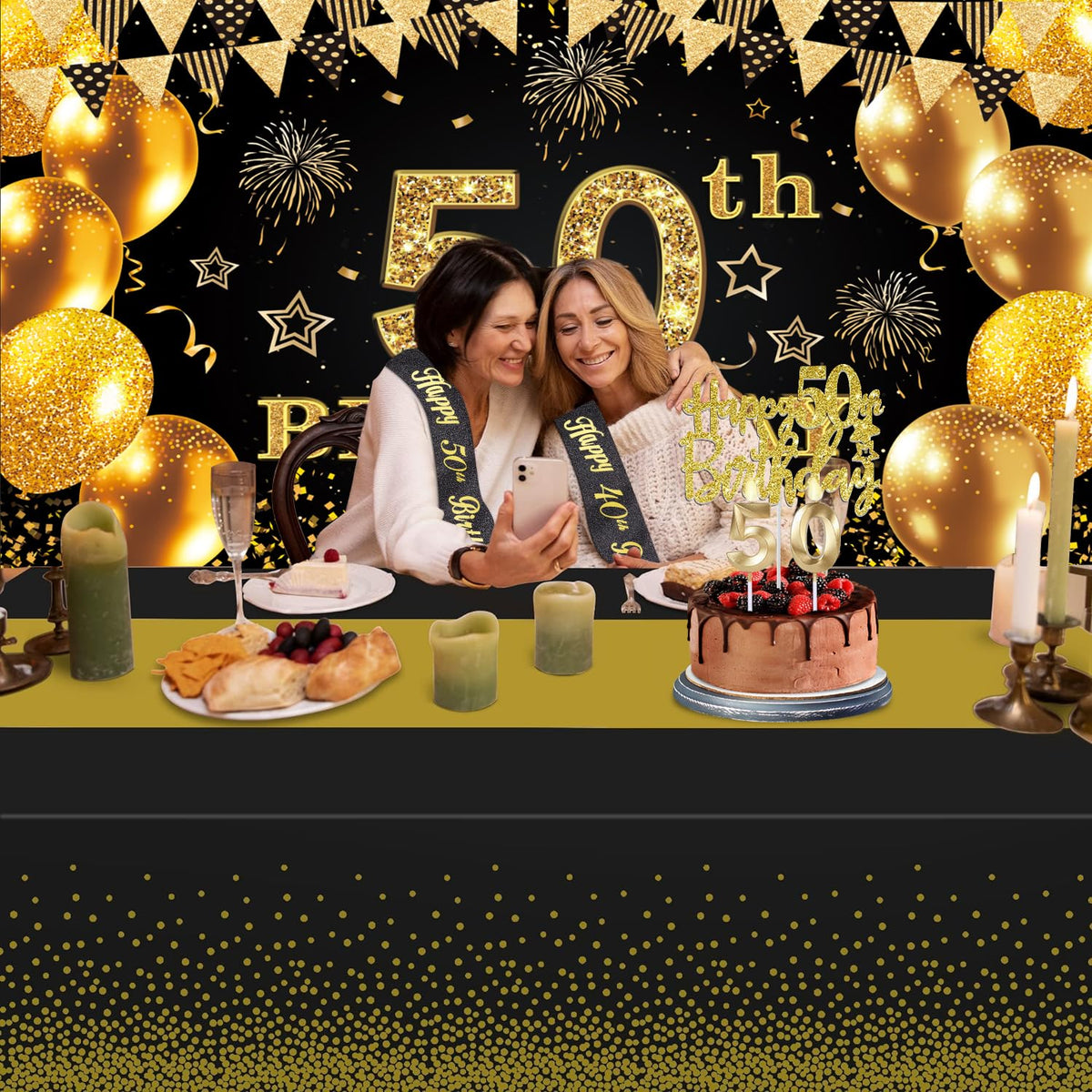 YeohJoy 50th Birthday Decorations for Men Women Black Gold 🍁 All In One Marketplace Canada