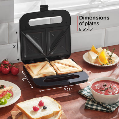 Elite Gourmet ESM-2207SS# Stainless Steel Sandwich Panini Maker Grilled Cheese Machine Tuna Melt Omelets Non-stick Cooking Surface, 2 Slice, 750 Watts, Stainless Steel Elite Gourmet