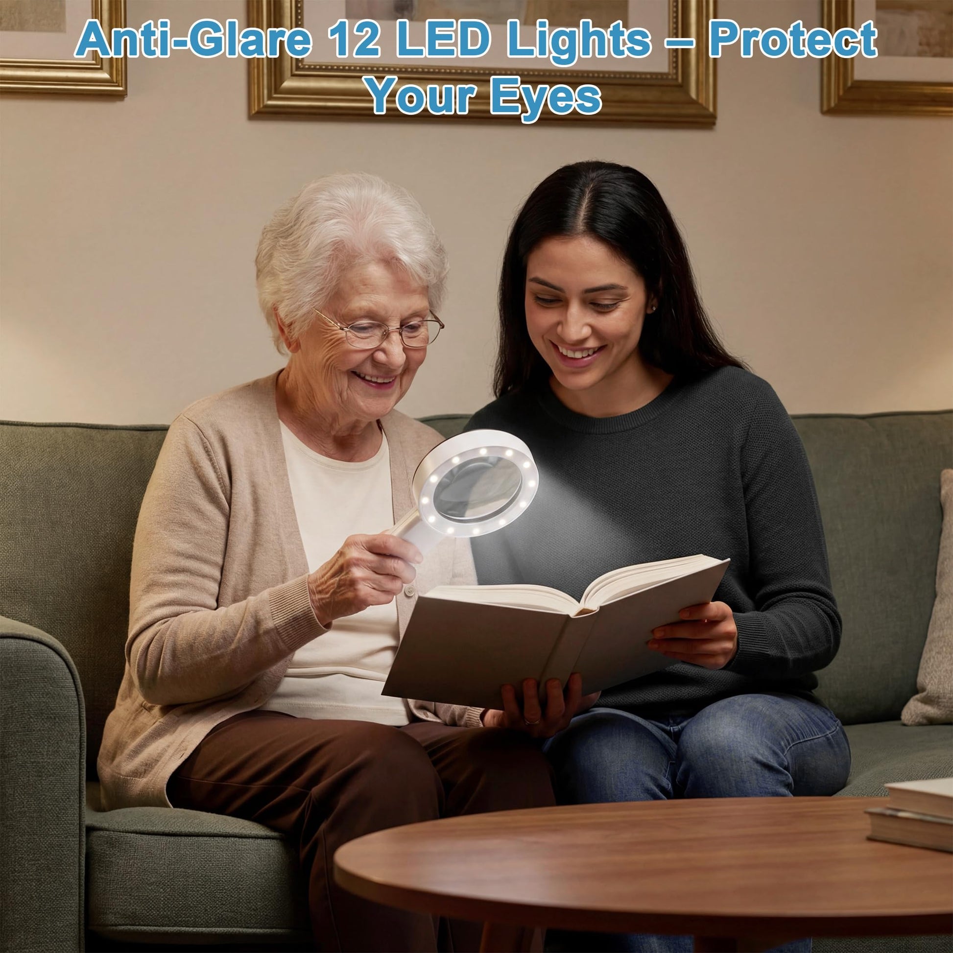 Ultra-Clear Magnifying Glass with Light, Lightweight Handheld Reading Magnifier with 12 LED, Optical Glass Lens for Seniors, Macular Degeneration, Close Work, Coins & Pill Bottle - Available at All In One Marketplace Canada