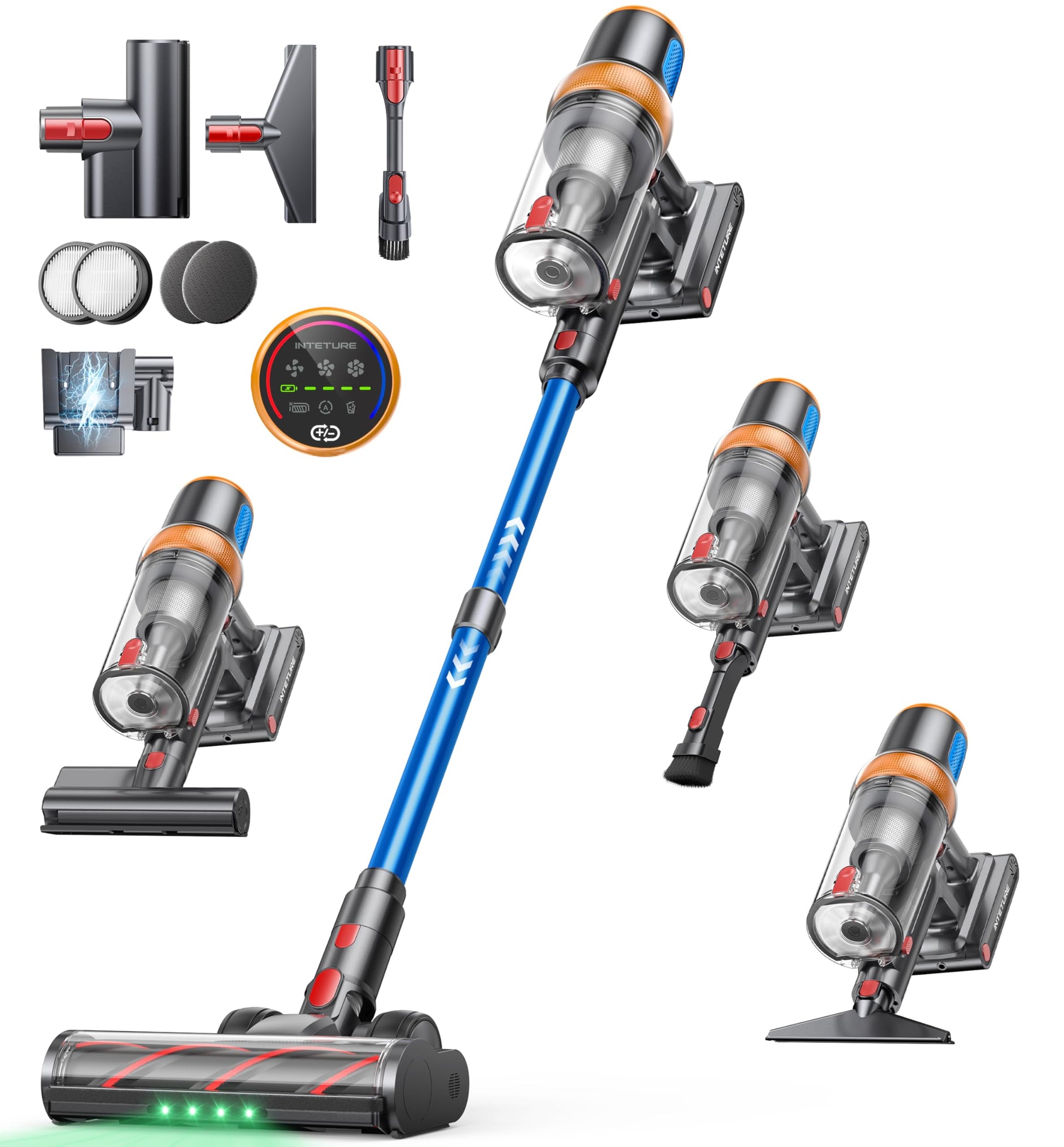 INTETURE Cordless Vacuum Cleaner, 650W 55KPA 70Mins (ECO) Vacuum Cleaners with LED Display, Self-Standing Cordless Vacuum, Anti-Tangle, Rechargeable Stick Vacuum for Home/Pet Hair/Carpet - Available at All In One Marketplace Canada