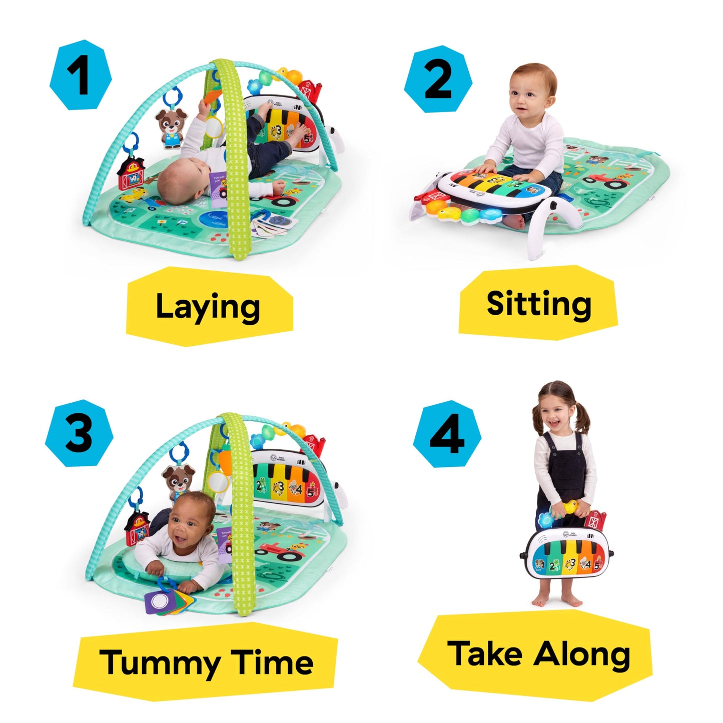 Baby Einstein Farm Explorers 4-in-1 Kickin’ Tunes Musical Meadow Music & Language Discovery Gym, Ages 0 Months and Up 🍁 All In One Marketplace Canada