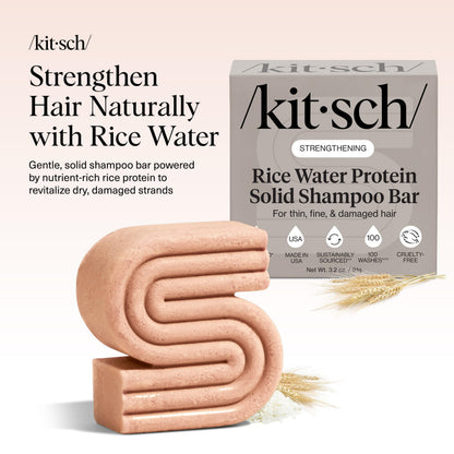 Kitsch Rice Water Shampoo Bar for Hair Growth – Strengthening Hair Shampoo for Men and Women – Reduce Breakage, Boosts Shine – Paraben, Silicone & Sulfate-Free, Vegan Hair Care - 91g - Available at All In One Marketplace Canada