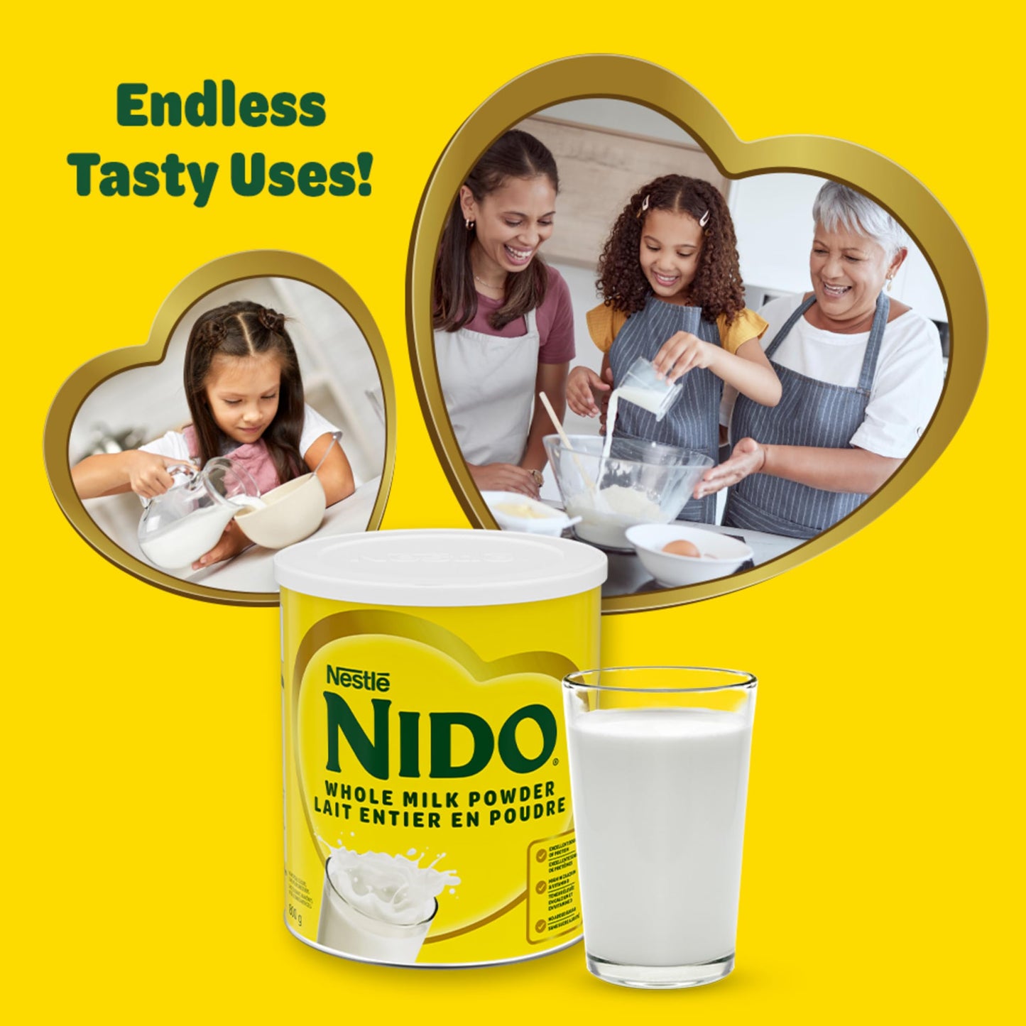 NIDO Whole Milk Powder, Rich & Creamy Powdered Milk, High in Calcium & Vitamin D, Source of Protein, No Artificial Colours or Flavours, No Added Sweeteners, 800 g