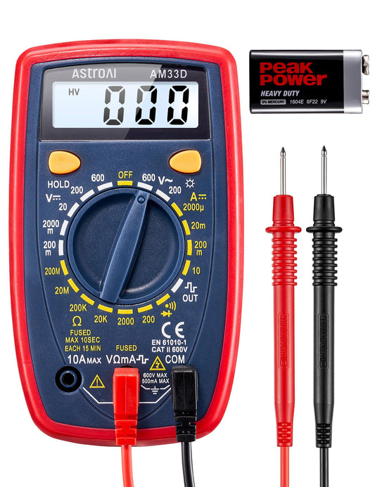 AstroAI Digital Multimeter 2000, Multimeter Tester with Volt Amp Ohm, Multi Meter Measures Voltage, Current, Resistance, Continuity and Diode, Backlight LCD Display, Blue