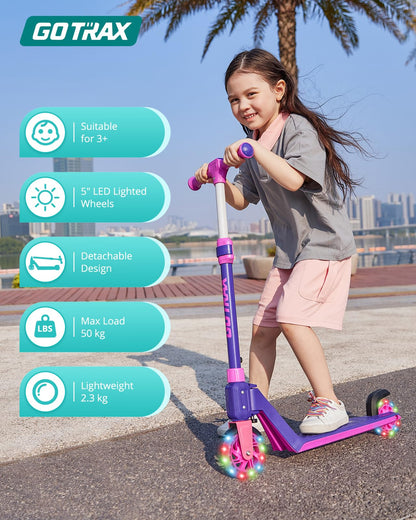 Gotrax K03 Kick Scooter for Kids, 5" LED Lighted Wheels and Adjustable Handlebars, Lightweight Design and Anti-Slip Deck, Max Load 110 Lbs, Kids Scooter for Boys & Girls Ages 3+ - Available at All In One Marketplace Canada