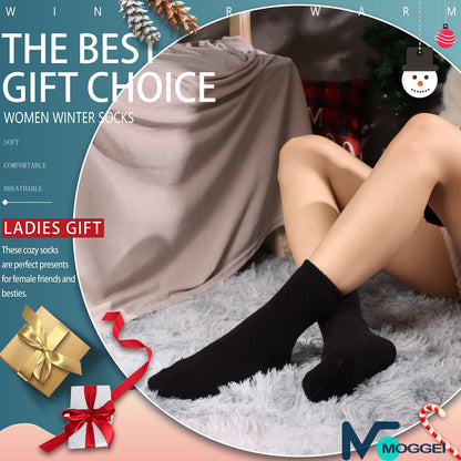 MOGGEI Womens Merino Wool Socks for Hiking Thermal Warm Thick Winter Cozy Crew Cabin Ladies Comfy Work Gift Boot Socks 5 Pairs (Black) 🍁 All In One Marketplace Canada