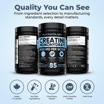 Pure Micronized Creatine Dissolves Easily | Creatine Monohydrate Powder 425g - For Increased Muscle Growth & Performance - Supports Athletic Performance - Creatine Powder for Workouts - 85 Servings