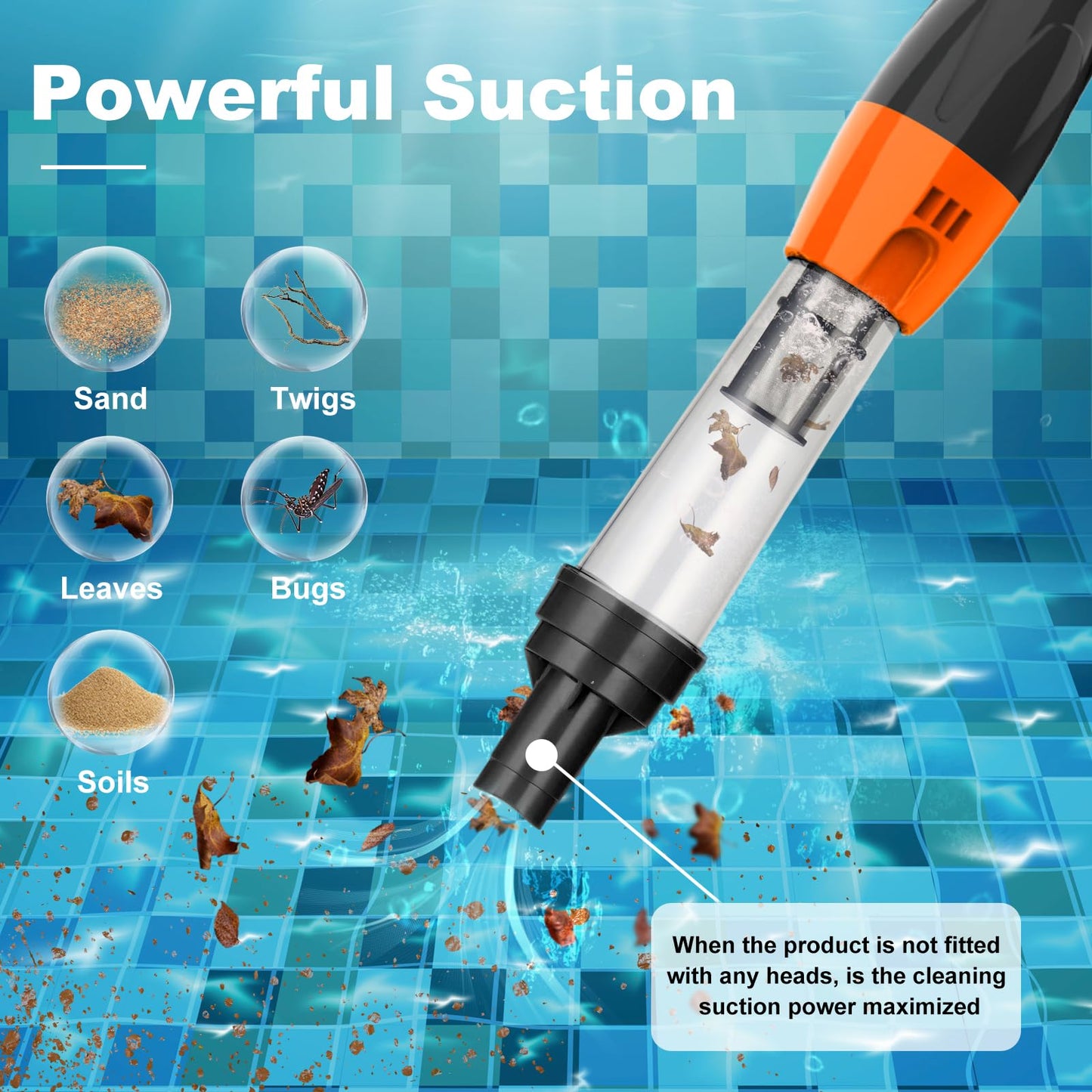 3 in 1 Cordless Rechargeable Pool Vacuum, Handheld Pool Cleaner Ideal for Spas, Hot Tubs and Small Pools for Sand and Debris