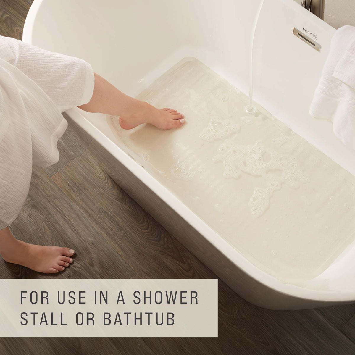 Rubbermaid Commercial Products Bath Tub and Shower Mat | Extra Large - 36 x 18 in. | White | Machine Washable | Safti-Grip Non-Slip Bathroom Mat with Suction Cups for Home/Hotel/Shower/Bathtub