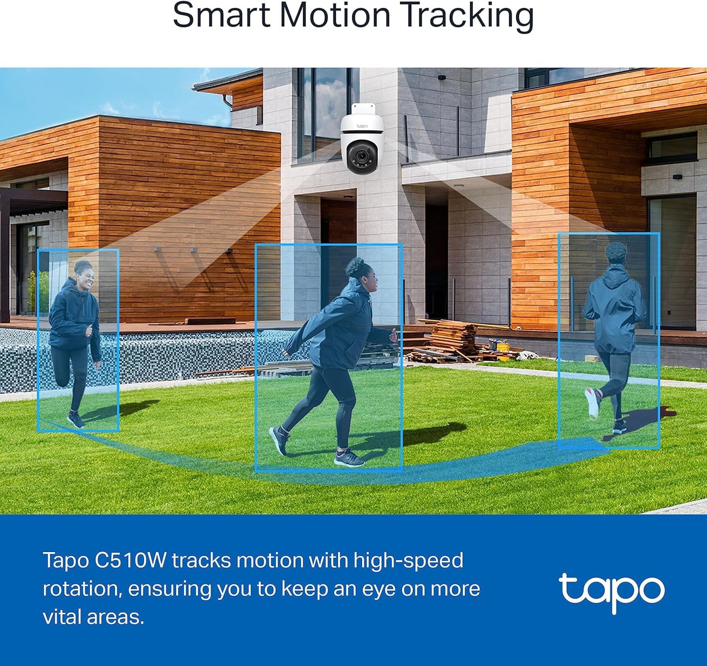 Tapo 2K 3MP QHD Pan/Tilt Outdoor Wired Security Wi-Fi Camera, 360° Visual Coverage, Full-Color Night Vision Up to 98ft, Smart Motion Tracking, Person Detection,Physical Privacy Mode(Tapo C510W)