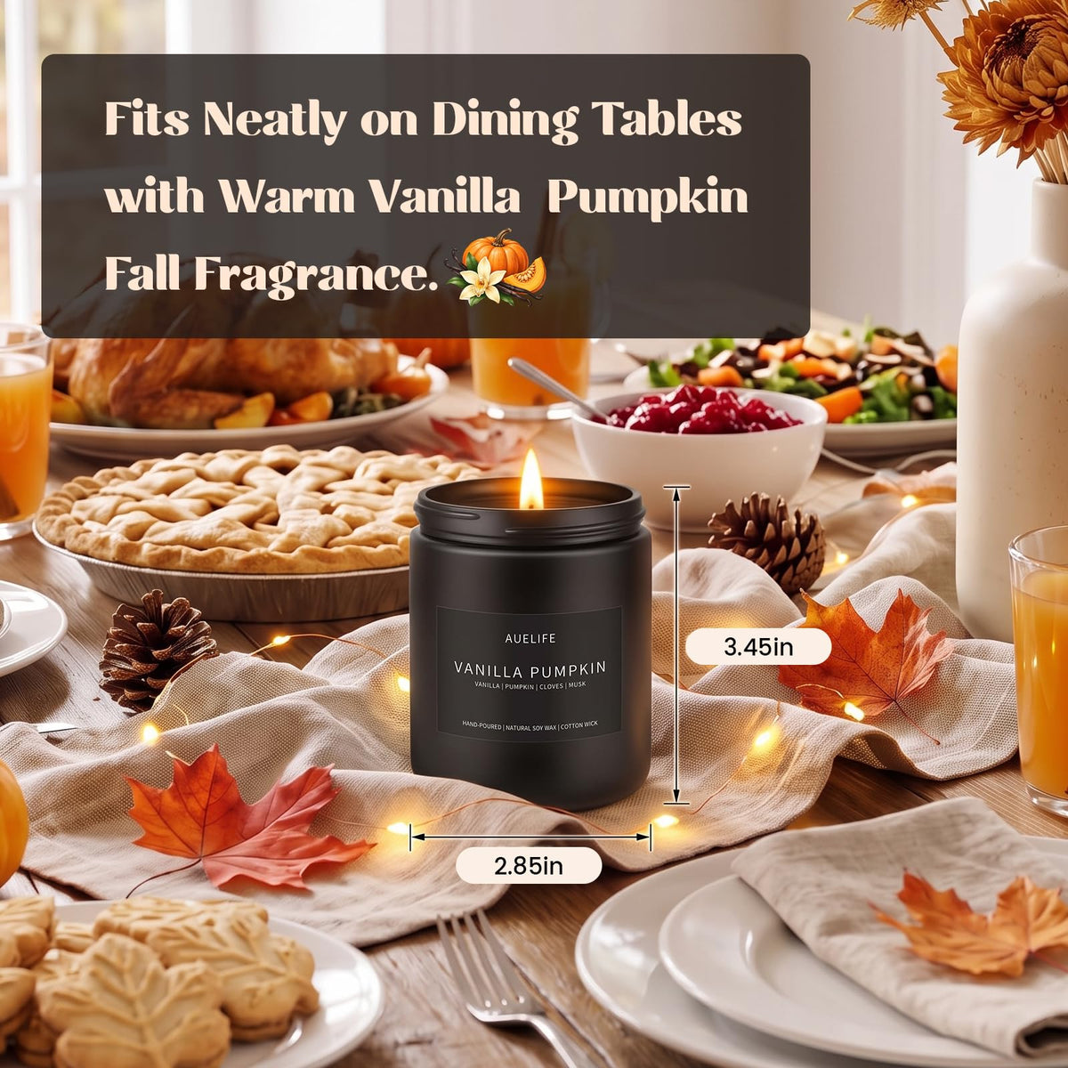 Auelife Fall Candle, Vanilla Pumpkin Scented for Home, Soy Wax 🍁 All In One Marketplace Canada