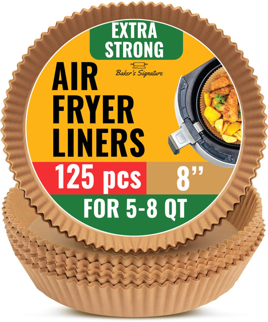 Air Fryer Liners for Ninja, 125 Pcs Round Disposable Airfryer Paper Liners – Non-Stick and Oil Proof for Easy Cleanup – 8 Inch for 5-8 qt Basket by Baker's Signature - Available at All In One Marketplace Canada